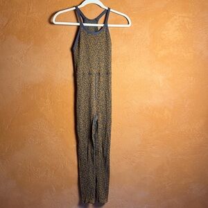 Free People Movement Leopard Print Ribbed Racerback Jumpsuit XS/S